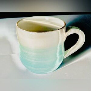 Gold Trim and Sea Green Gradient Watercolor Ceramic Mug By Suite One Studio